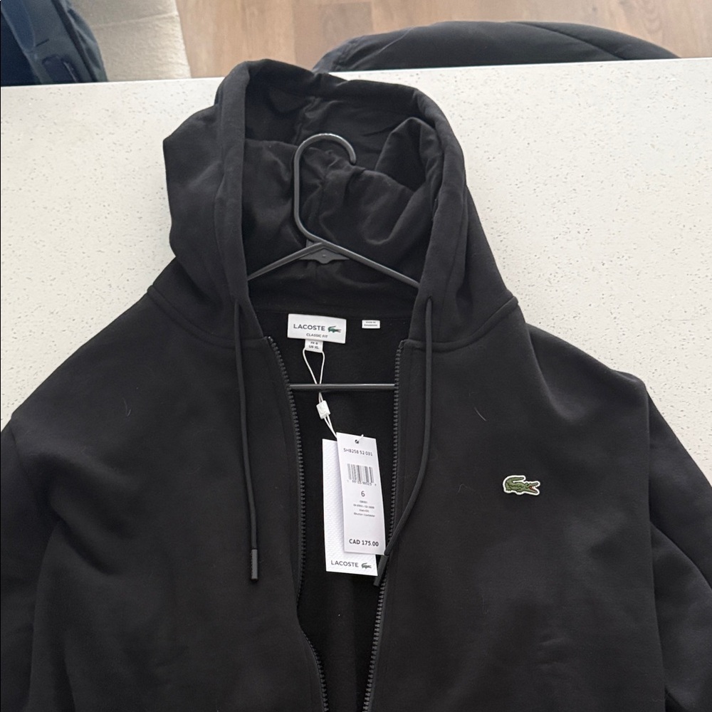 Lacoste Men's Black Hooded Zip Sweater
